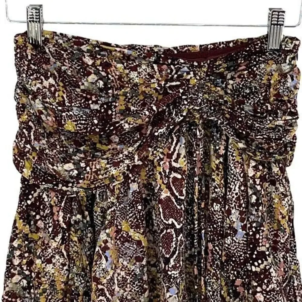 Free‎ People Womens Animal Print Boho Flowy Mini Skirt Brown Size 2 NWT